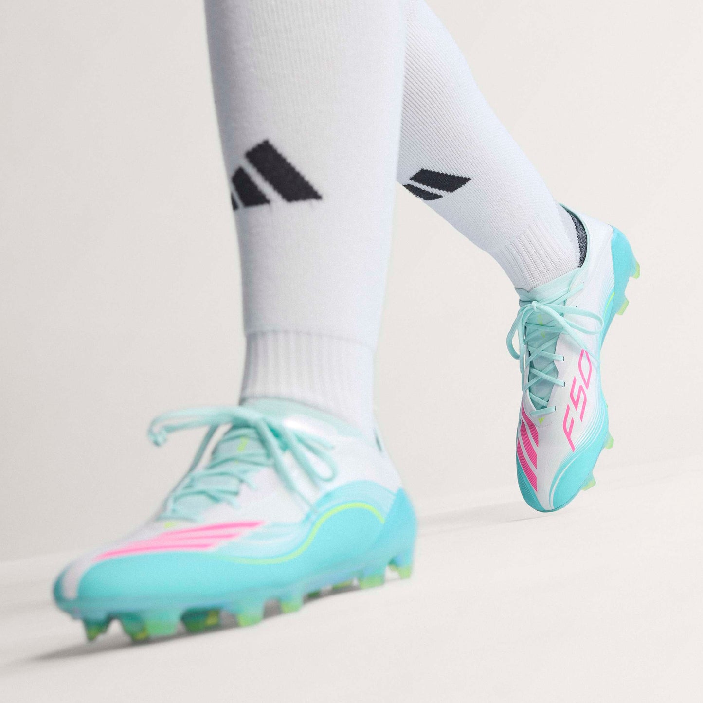 adidas F50 Messi Elite FG Firm Ground Mens Soccer Cleats White Pink Aqua