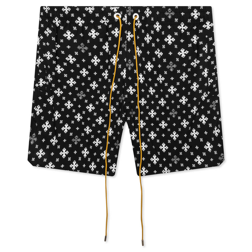 Cross Bandana Swim Short Black White