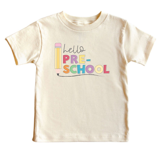 Hello New Grade Pencil Kids Graphic Tee | Natural